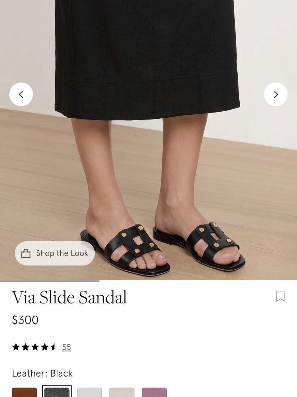 Veronica Beard Black Leather Stud Slide Sandals
